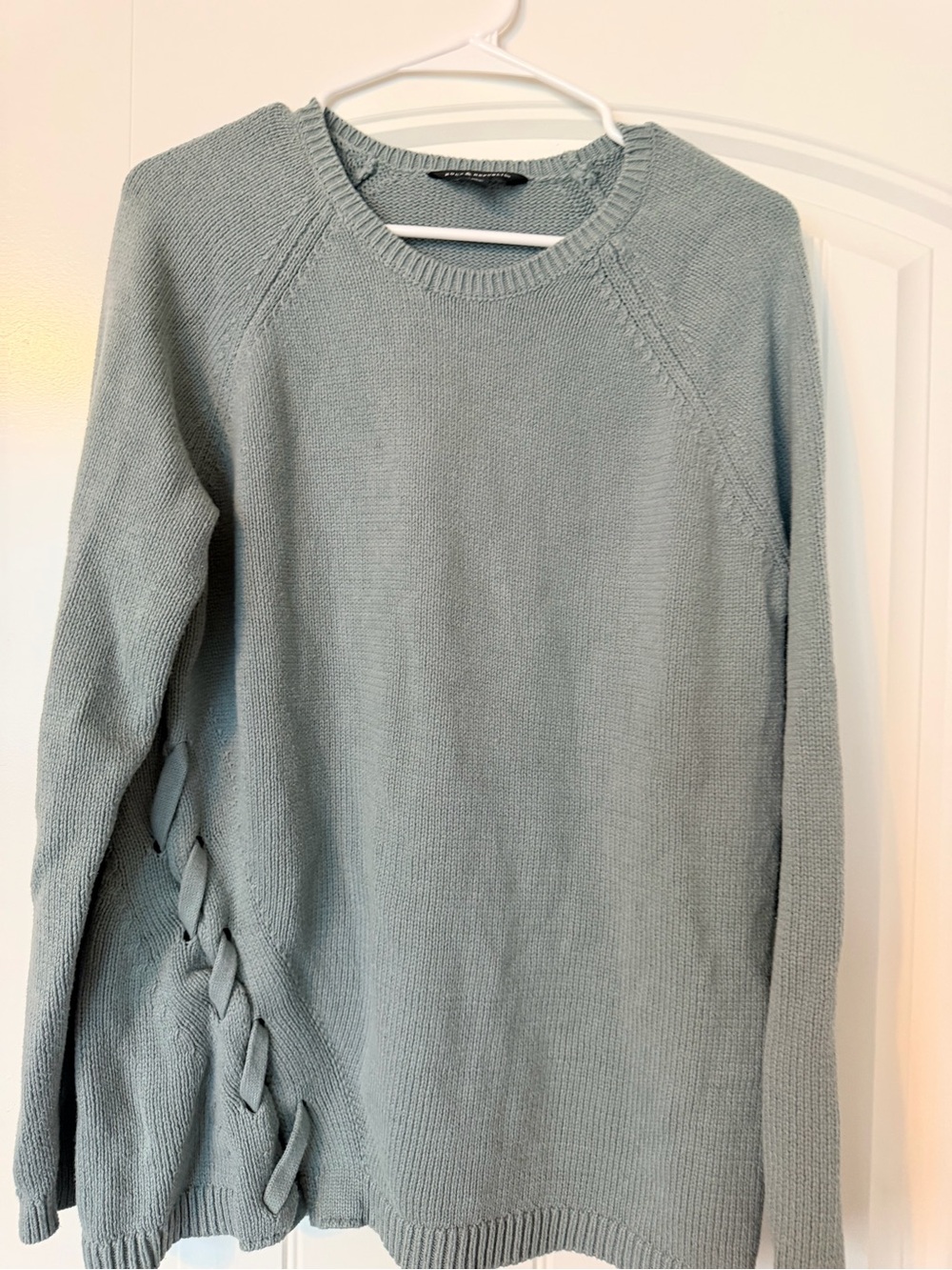Rock & Republic Pale Blue Crewneck Sweater with Side Braid